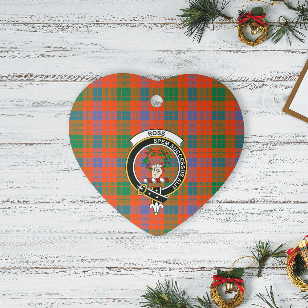 Clan Ross Ancient Tartan Crest Heart Ceramic Ornament EQ14 Ross Ancient Tartan Tartan Christmas   