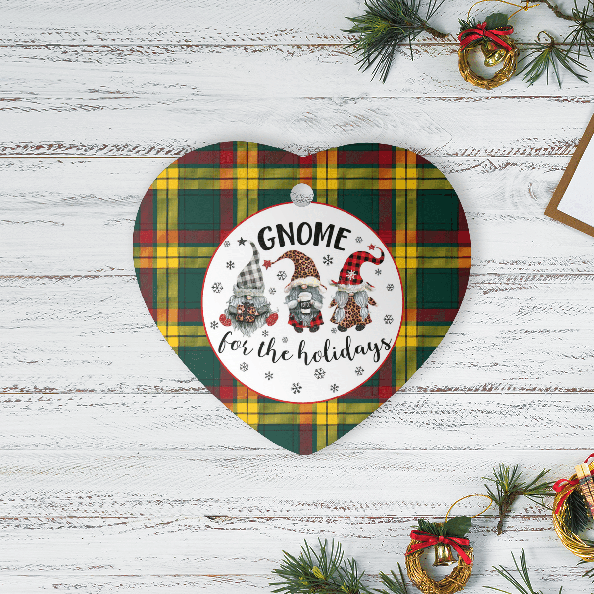 Clan MacMillan Old Modern Tartan Tartan Crest Gnome Heart Ceramic Ornament JT76 MacMillan Old Modern Tartan Tartan Christmas   