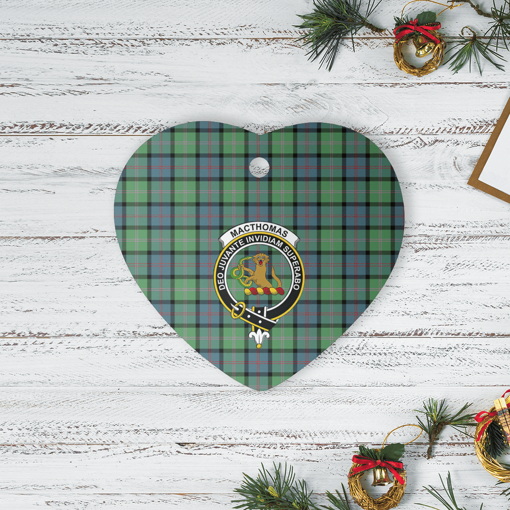Clan MacThomas Ancient Tartan Crest Heart Ceramic Ornament LT83 MacThomas Ancient Tartan Tartan Christmas   