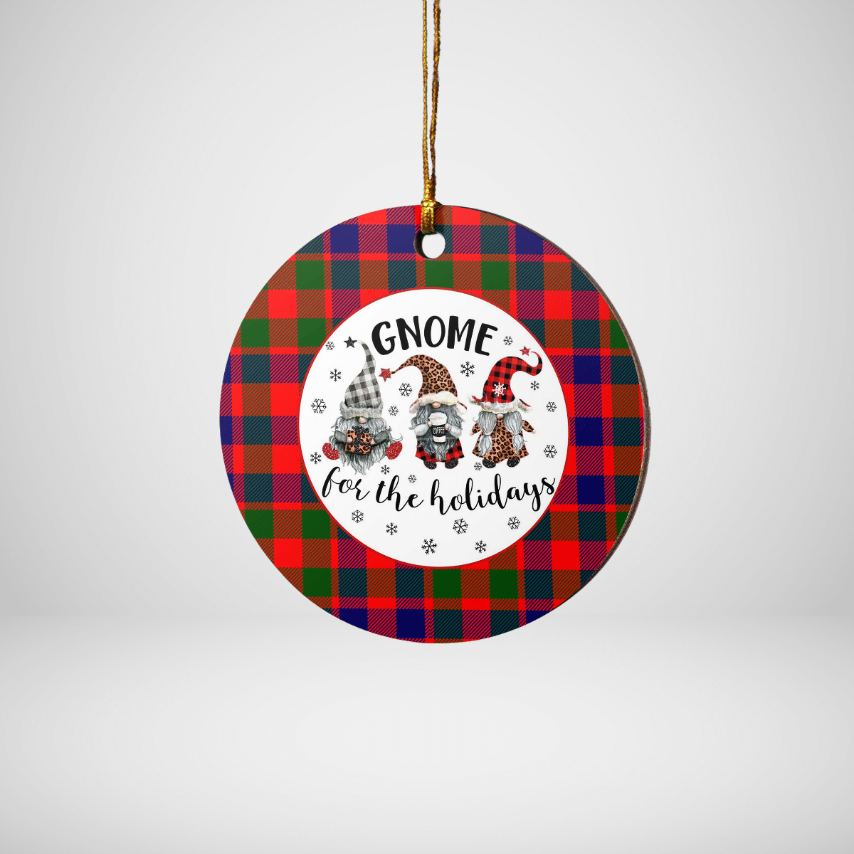 Clan Gow Modern Tartan Tartan Crest Gnome Round Ceramic Ornament CL34 Gow Modern Tartan Tartan Christmas   