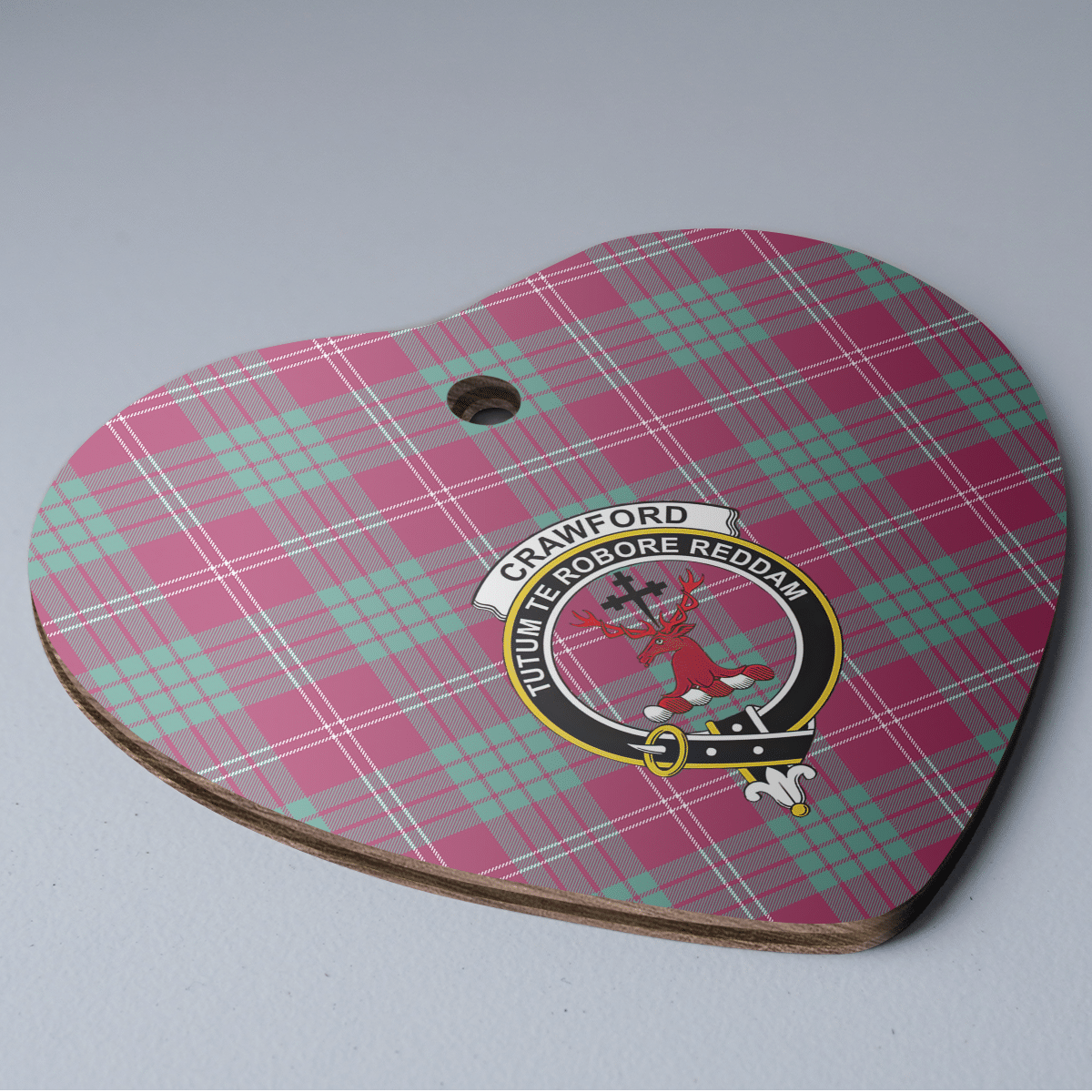 Clan Crawford Ancient Tartan Crest Heart Ceramic Ornament HJ76 Crawford Ancient Tartan Tartan Christmas   