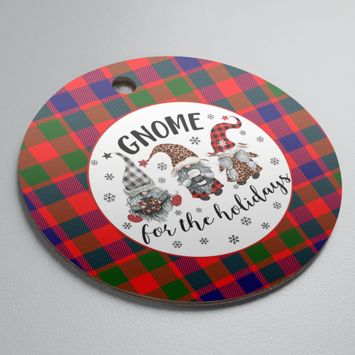 Clan Gow Modern Tartan Tartan Crest Gnome Round Ceramic Ornament CL34 Gow Modern Tartan Tartan Christmas   