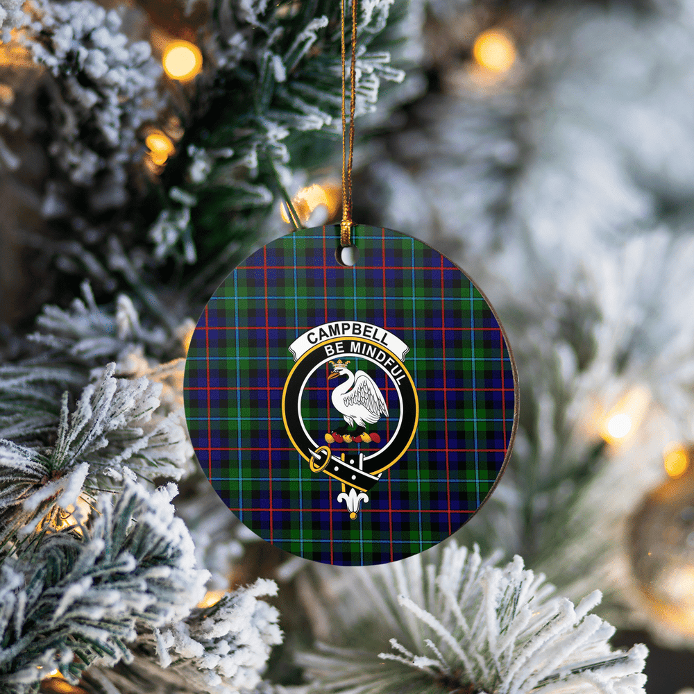Clan Campbell of Cawdor Modern Tartan Crest Round Ceramic Ornament KD61 Campbell of Cawdor Modern Tartan Tartan Christmas   