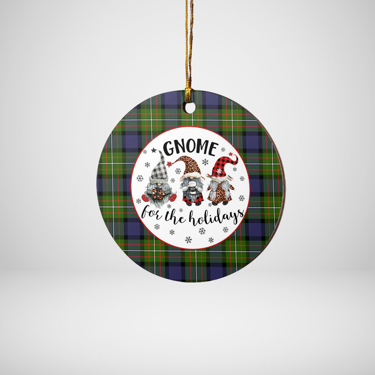 Clan Fergusson Modern Tartan Tartan Crest Gnome Round Ceramic Ornament YE21 Fergusson Modern Tartan Tartan Christmas   