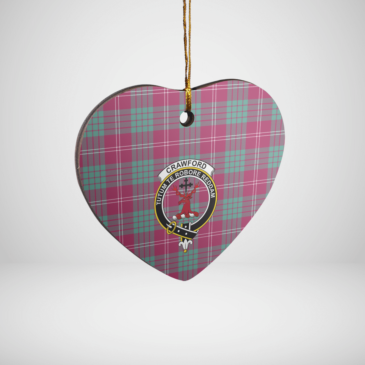 Clan Crawford Ancient Tartan Crest Heart Ceramic Ornament HJ76 Crawford Ancient Tartan Tartan Christmas   