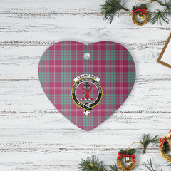 Clan Crawford Ancient Tartan Crest Heart Ceramic Ornament HJ76 Crawford Ancient Tartan Tartan Christmas   