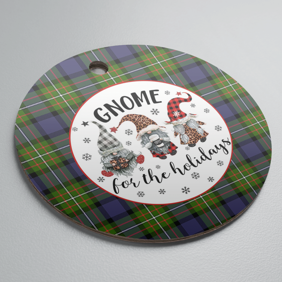 Clan Fergusson Modern Tartan Tartan Crest Gnome Round Ceramic Ornament YE21 Fergusson Modern Tartan Tartan Christmas   