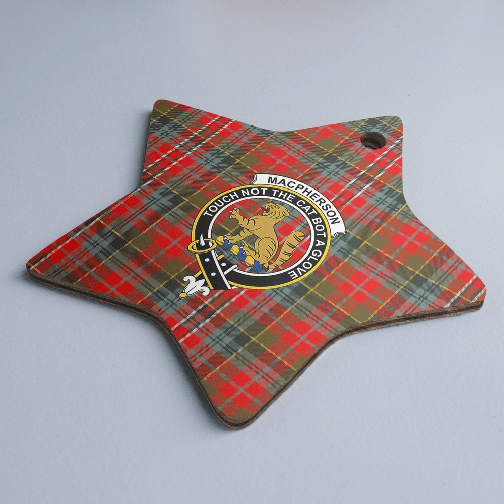 Clan MacPherson Weathered Tartan Crest Star Ceramic Ornament KX72 MacPherson Weathered Tartan Tartan Christmas   