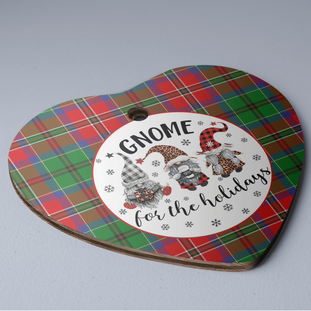Clan MacCulloch Tartan Tartan Crest Gnome Heart Ceramic Ornament PF27 MacCulloch Tartan Tartan Christmas   