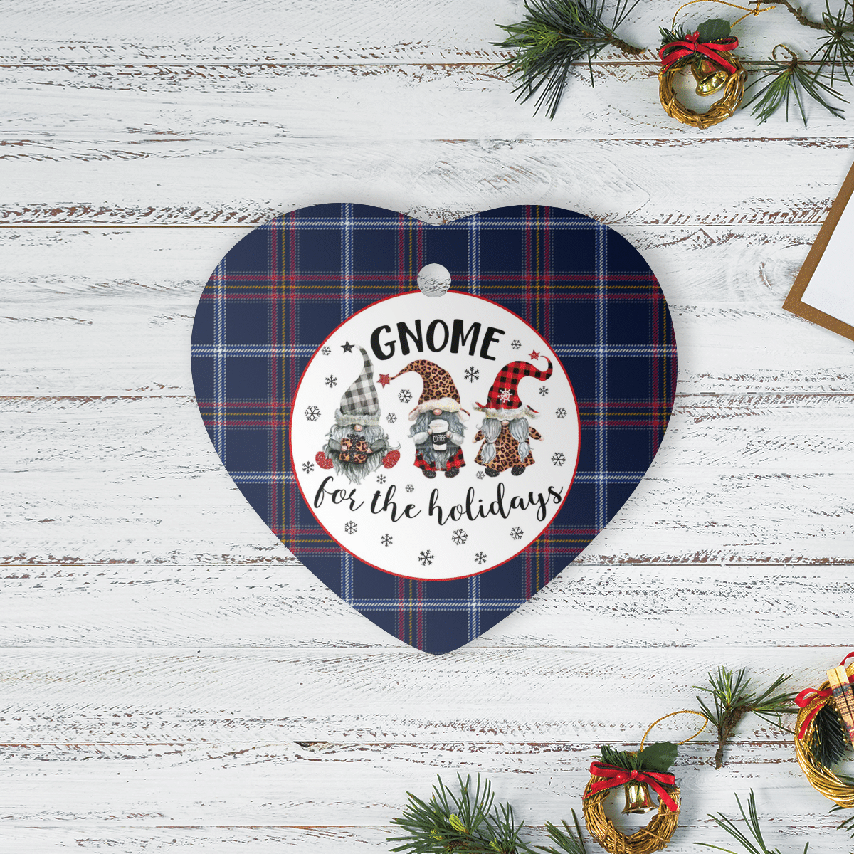 Clan Jewish Tartan Tartan Tartan Crest Gnome Heart Ceramic Ornament OG99 Jewish Tartan Tartan Tartan Christmas   