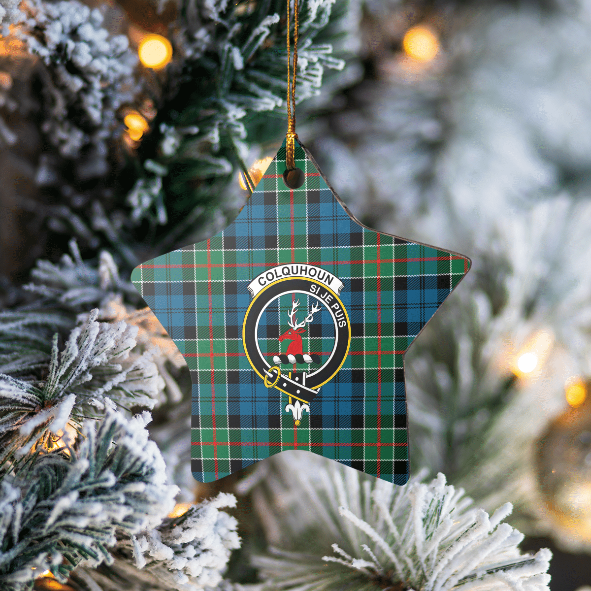 Clan Colquhoun Ancient Tartan Crest Star Ceramic Ornament GS28 Colquhoun Ancient Tartan Tartan Christmas   