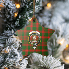Clan Menzies Green Modern Tartan Crest Star Ceramic Ornament GG97 Menzies Green Modern Tartan Tartan Christmas   