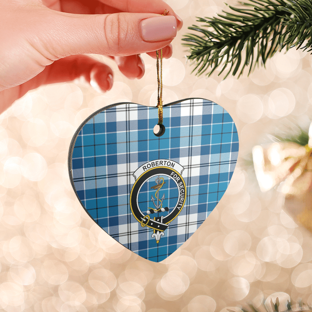 Clan Roberton Tartan Crest Heart Ceramic Ornament NY74 Roberton Tartan Tartan Christmas   