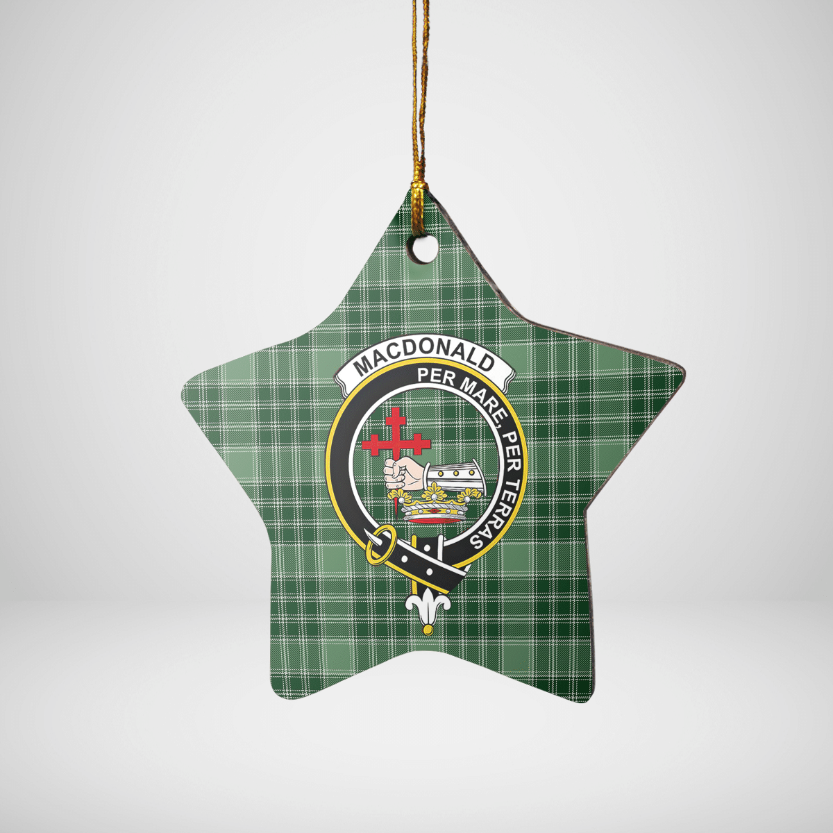 Clan MacDonald Lord of the Isles Hunting Tartan Crest Star Ceramic Ornament UT31 MacDonald Lord of the Isles Hunting Tartan Tartan Christmas   