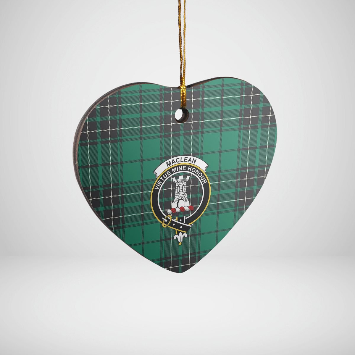 Clan MacLean Hunting Ancient Tartan Crest Heart Ceramic Ornament AH51 MacLean Hunting Ancient Tartan Tartan Christmas   