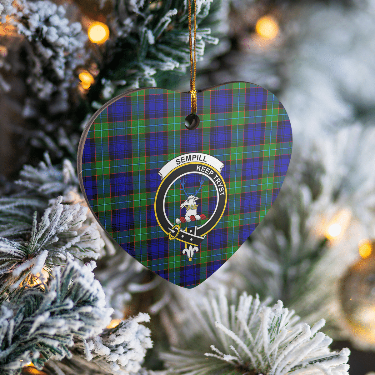 Clan Sempill Modern Tartan Crest Heart Ceramic Ornament JC95 Sempill Modern Tartan Tartan Christmas   