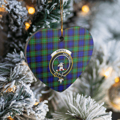 Clan Sempill Modern Tartan Crest Heart Ceramic Ornament JC95 Sempill Modern Tartan Tartan Christmas   