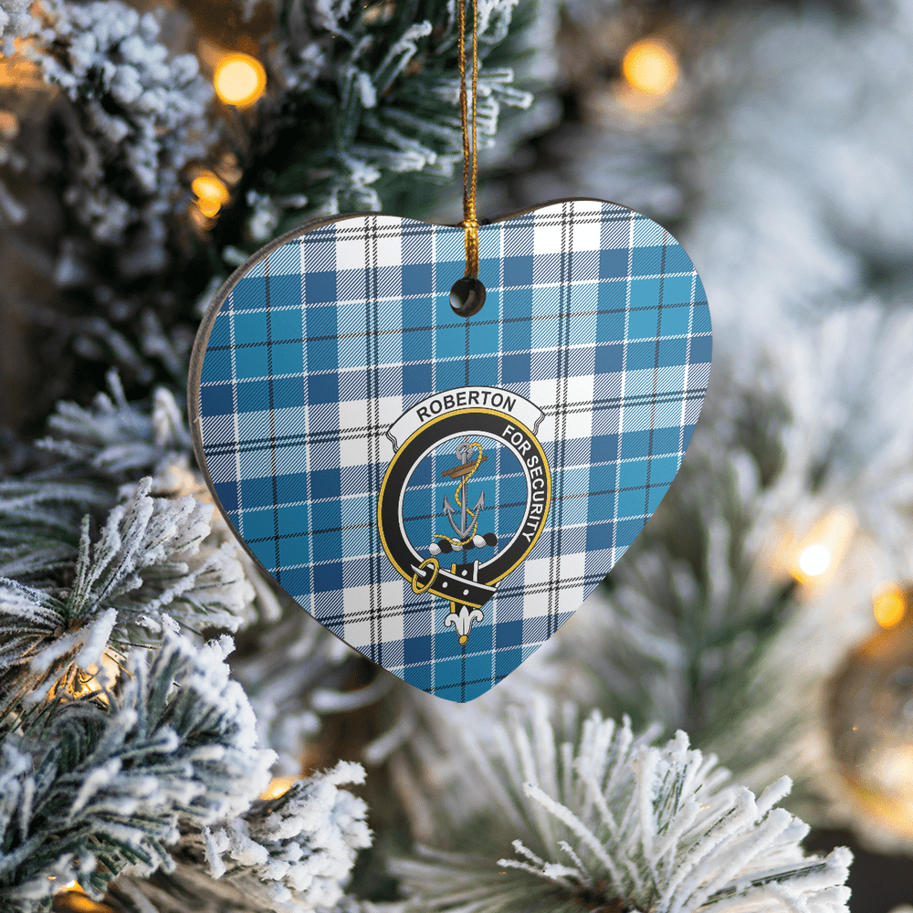 Clan Roberton Tartan Crest Heart Ceramic Ornament NY74 Roberton Tartan Tartan Christmas   