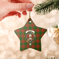 Clan Menzies Green Modern Tartan Crest Star Ceramic Ornament GG97 Menzies Green Modern Tartan Tartan Christmas   