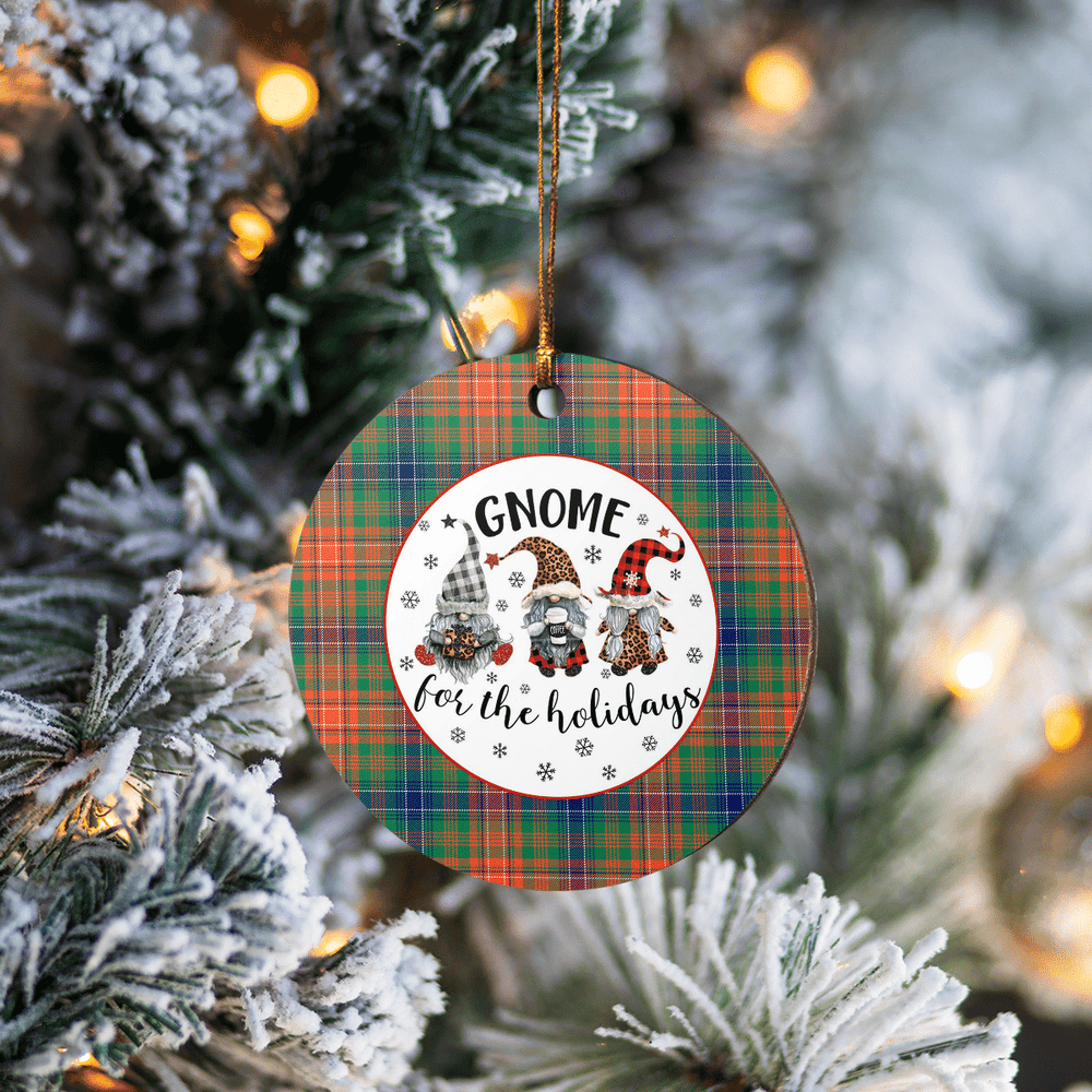 Clan Wilson Ancient Tartan Tartan Crest Gnome Round Ceramic Ornament JG78 Wilson Ancient Tartan Tartan Christmas   