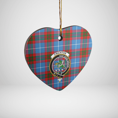 Clan Crichton District Tartan Crest Heart Ceramic Ornament OP50