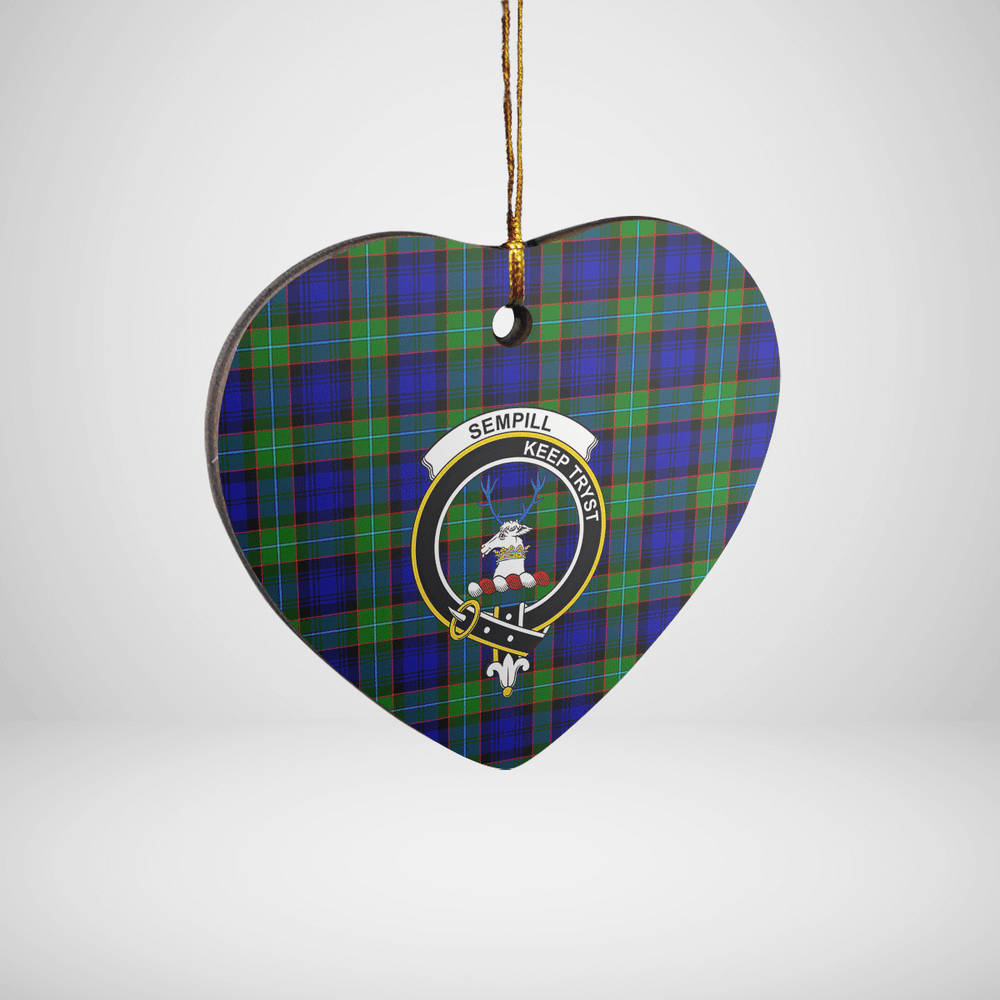 Clan Sempill Modern Tartan Crest Heart Ceramic Ornament JC95 Sempill Modern Tartan Tartan Christmas   