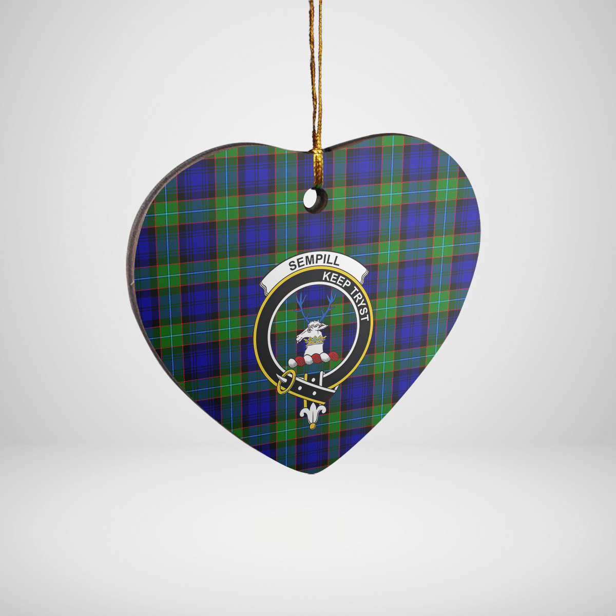 Clan Sempill Modern Tartan Crest Heart Ceramic Ornament JC95 Sempill Modern Tartan Tartan Christmas   