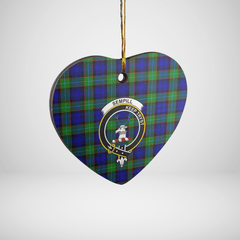 Clan Sempill Modern Tartan Crest Heart Ceramic Ornament JC95 Sempill Modern Tartan Tartan Christmas   