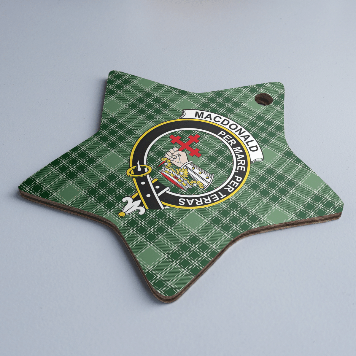 Clan MacDonald Lord of the Isles Hunting Tartan Crest Star Ceramic Ornament UT31 MacDonald Lord of the Isles Hunting Tartan Tartan Christmas   
