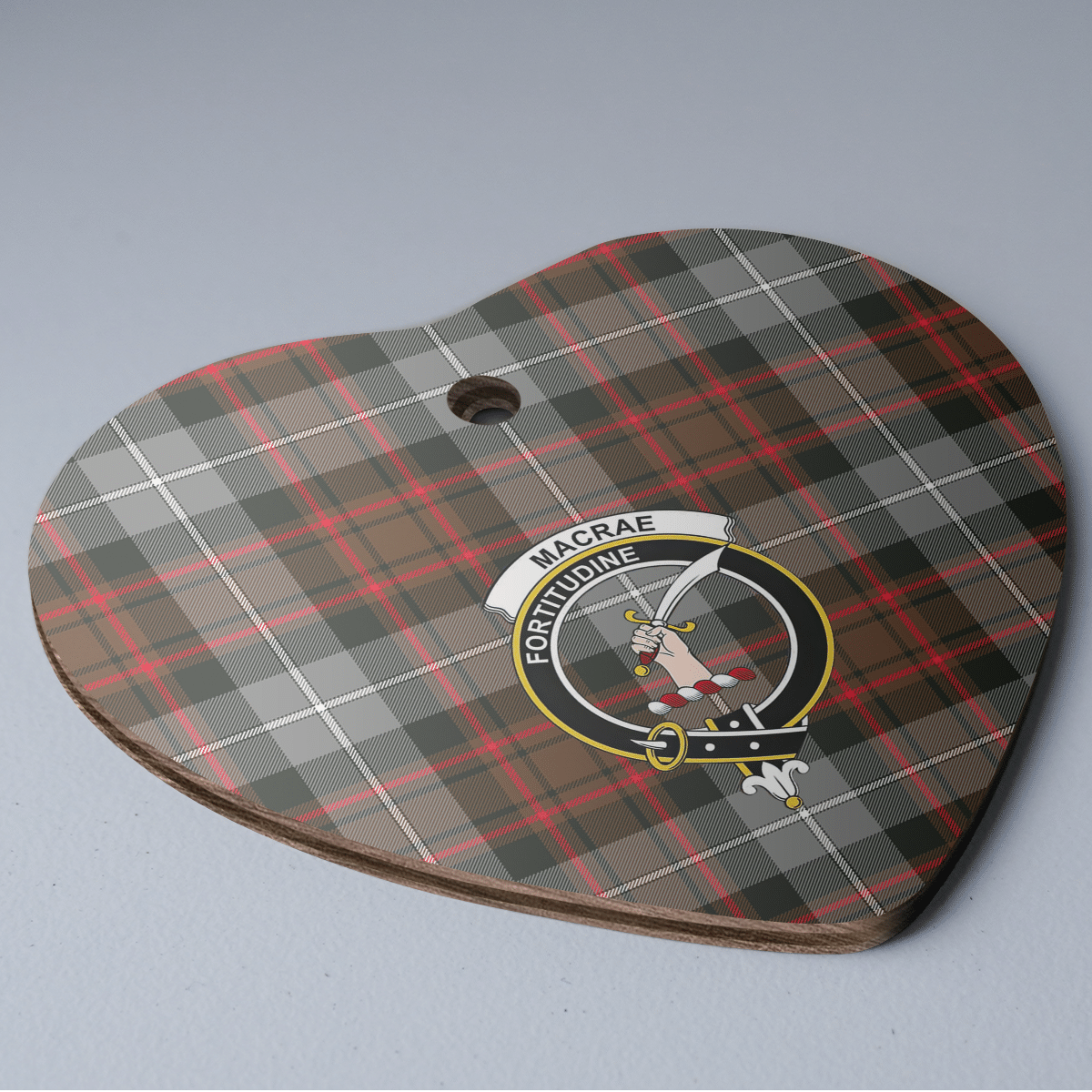 Clan MacRae Hunting Weathered Tartan Crest Heart Ceramic Ornament AU27 MacRae Hunting Weathered Tartan Tartan Christmas   