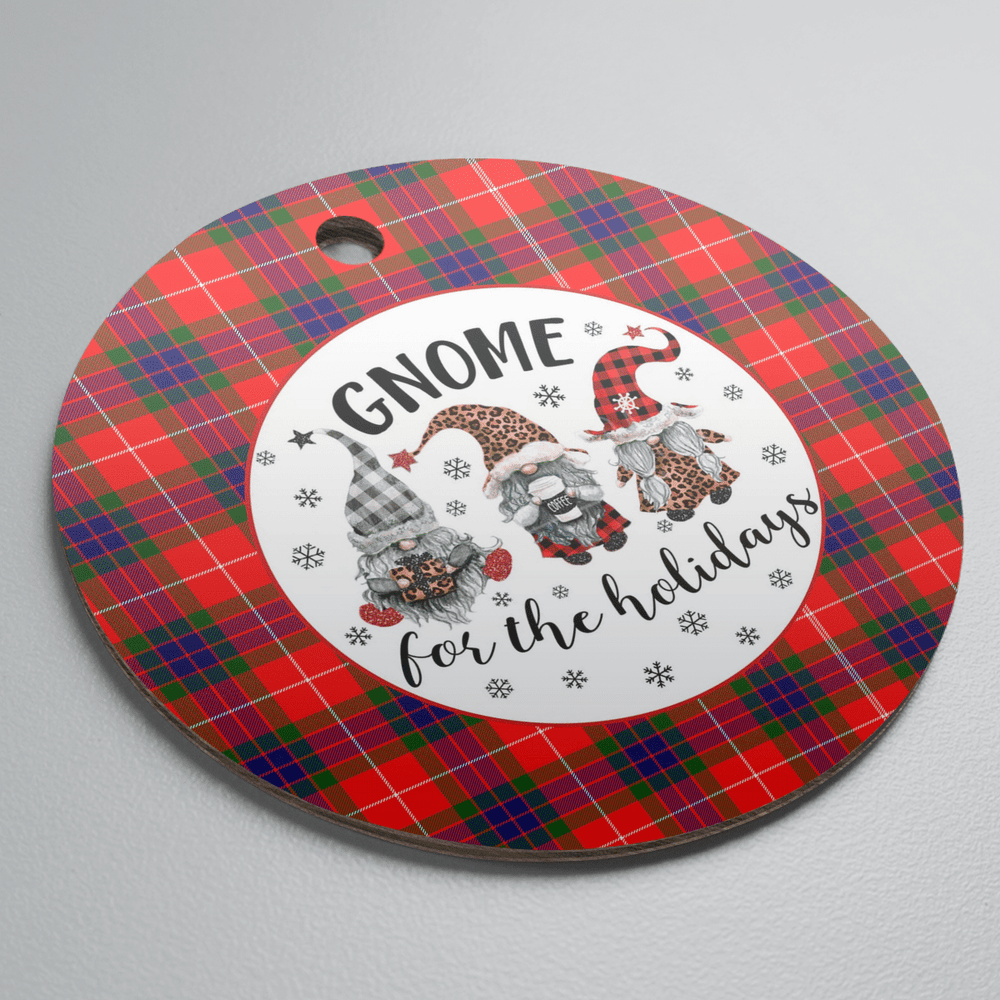 Clan Fraser Modern Tartan Tartan Crest Gnome Round Ceramic Ornament DH91 Fraser Modern Tartan Tartan Christmas   