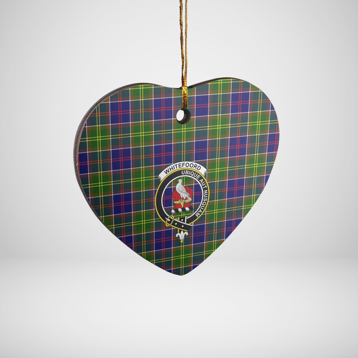 Clan Whitefoord Tartan Crest Heart Ceramic Ornament TY57 Whitefoord Tartan Tartan Christmas   