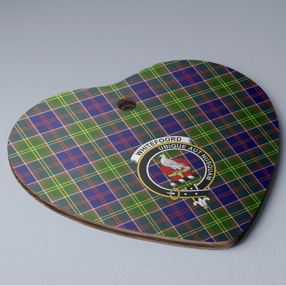 Clan Whitefoord Tartan Crest Heart Ceramic Ornament TY57 Whitefoord Tartan Tartan Christmas   