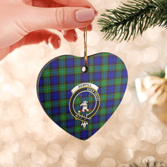 Clan Sempill Modern Tartan Crest Heart Ceramic Ornament JC95 Sempill Modern Tartan Tartan Christmas   