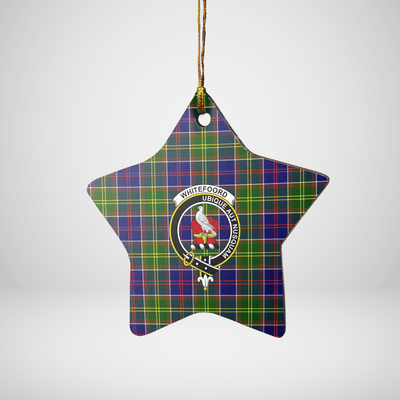 Clan Whitefoord Tartan Crest Star Ceramic Ornament