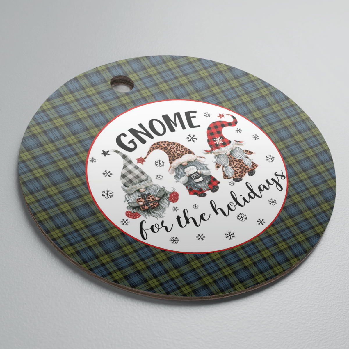 Clan Campbell Tartan Tartan Crest Gnome Round Ceramic Ornament JN13 Campbell Tartan Tartan Christmas   