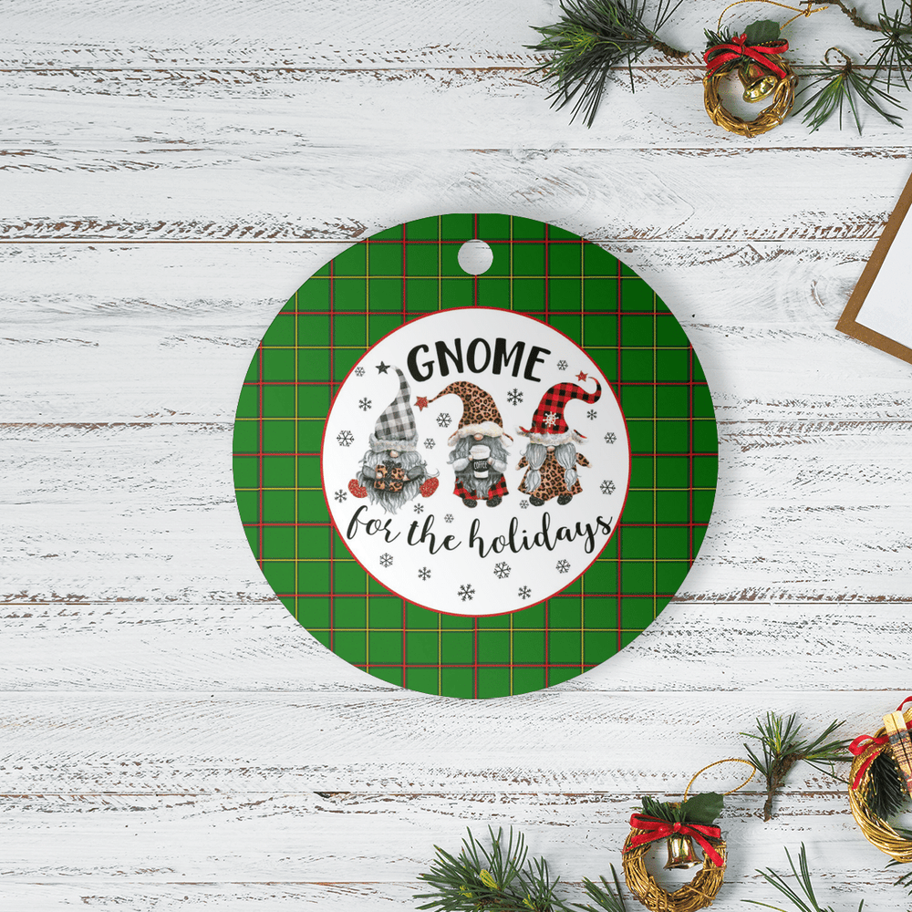 Clan Tribe of Mar Tartan Tartan Crest Gnome Round Ceramic Ornament ZQ84 Tribe of Mar Tartan Tartan Christmas   