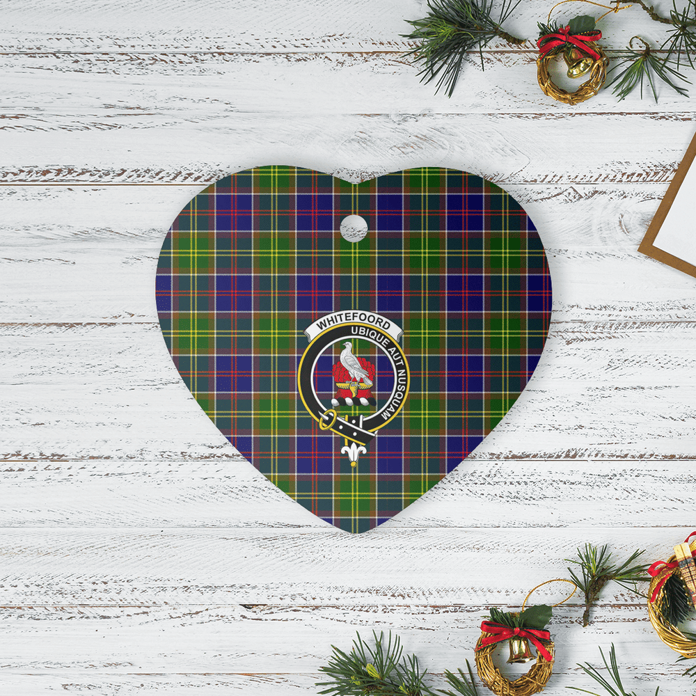 Clan Whitefoord Tartan Crest Heart Ceramic Ornament TY57 Whitefoord Tartan Tartan Christmas   