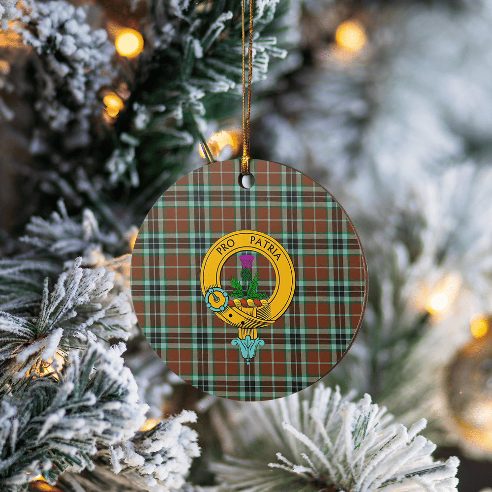 Clan Thomson Hunting Modern Tartan Crest Round Ceramic Ornament HT16 Thomson Hunting Modern Tartan Tartan Christmas   