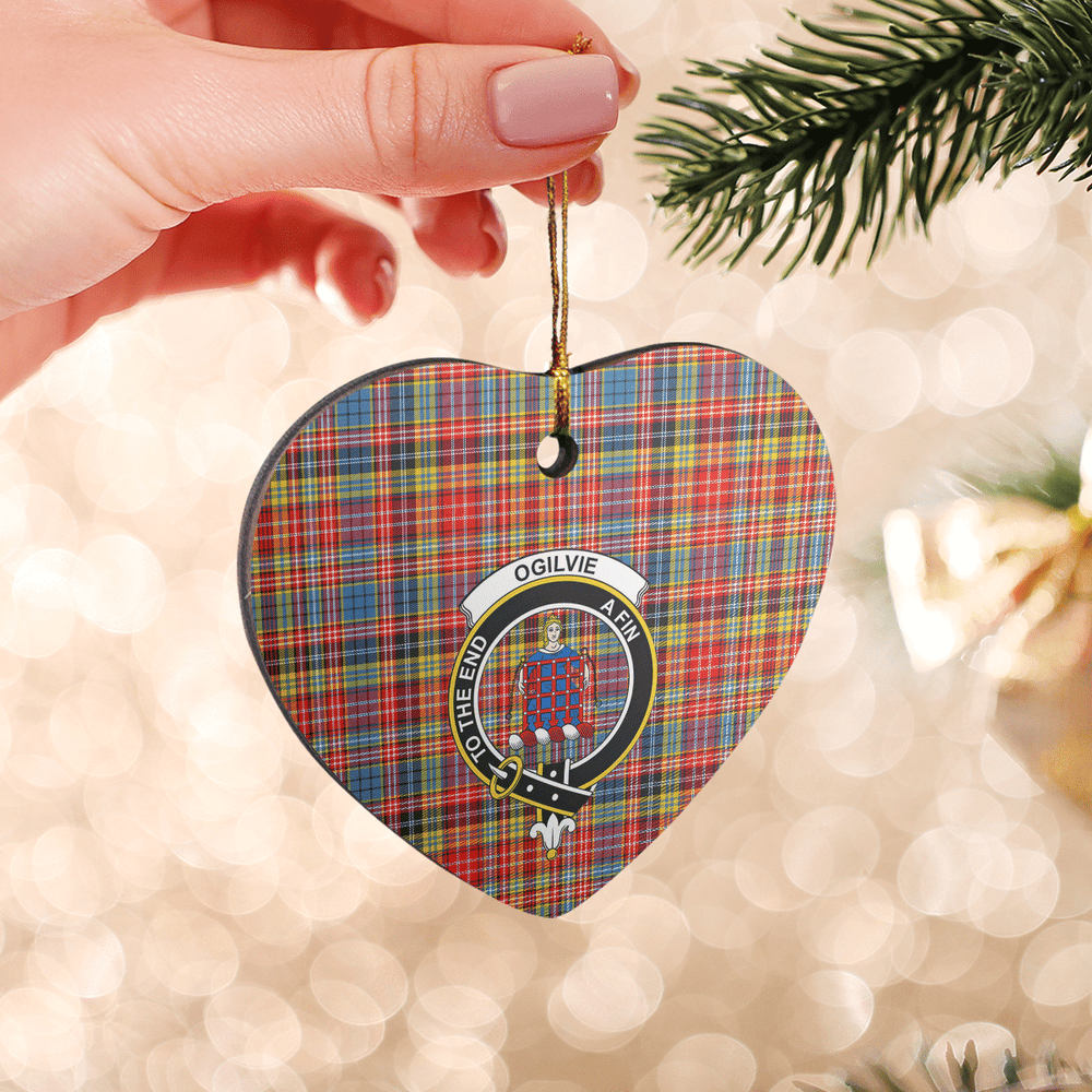 Clan Ogilvie of Airlie Ancient Tartan Crest Heart Ceramic Ornament HZ47 Ogilvie of Airlie Ancient Tartan Tartan Christmas   