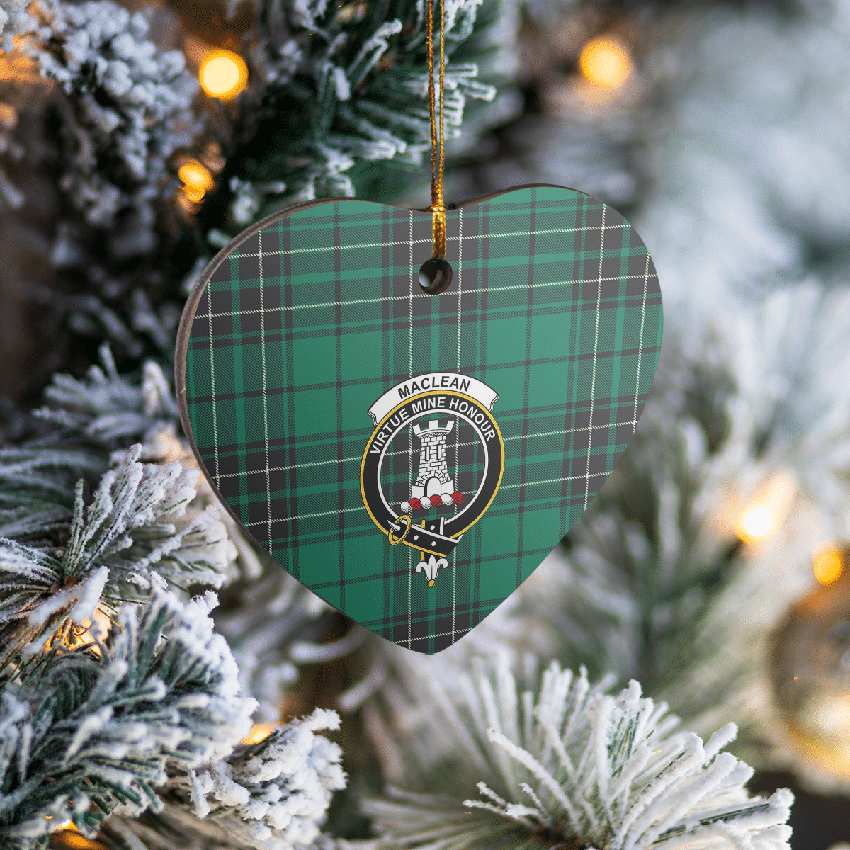 Clan MacLean Hunting Ancient Tartan Crest Heart Ceramic Ornament AH51 MacLean Hunting Ancient Tartan Tartan Christmas   