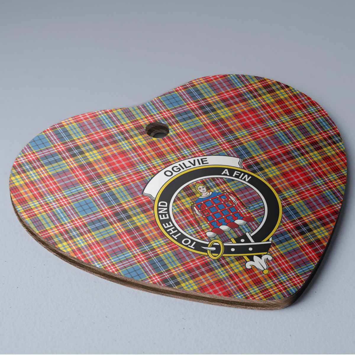 Clan Ogilvie of Airlie Ancient Tartan Crest Heart Ceramic Ornament HZ47 Ogilvie of Airlie Ancient Tartan Tartan Christmas   