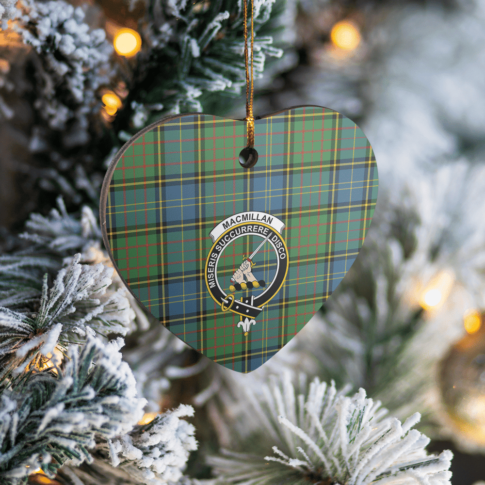 Clan MacMillan Hunting Ancient Tartan Crest Heart Ceramic Ornament RY19 MacMillan Hunting Ancient Tartan Tartan Christmas   