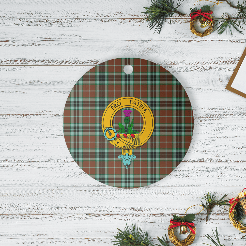 Clan Thomson Hunting Modern Tartan Crest Round Ceramic Ornament HT16 Thomson Hunting Modern Tartan Tartan Christmas   