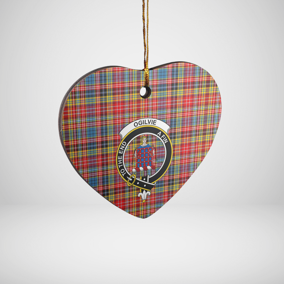 Clan Ogilvie of Airlie Ancient Tartan Crest Heart Ceramic Ornament HZ47 Ogilvie of Airlie Ancient Tartan Tartan Christmas   