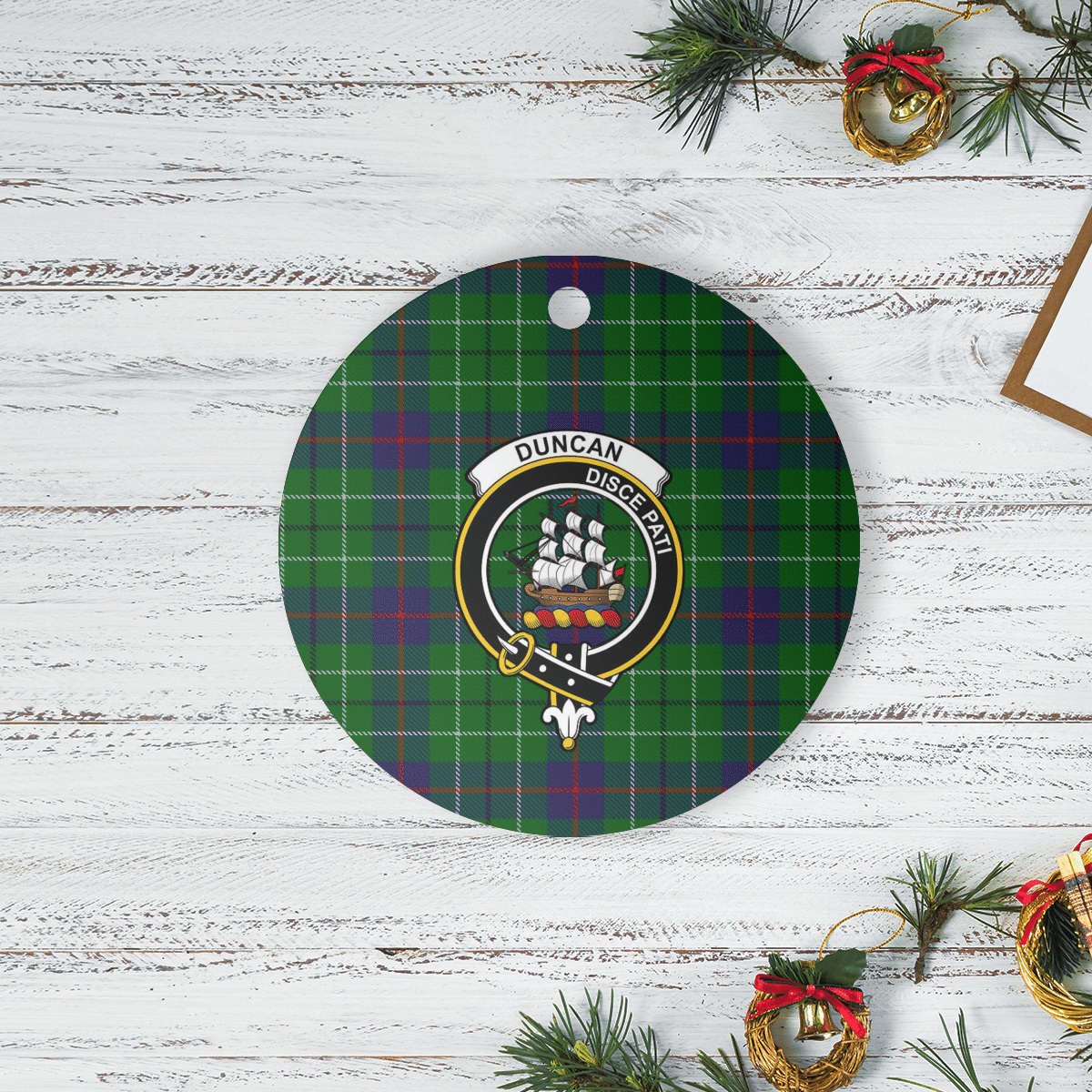 Clan Duncan Modern Tartan Crest Round Ceramic Ornament MZ98 Duncan Modern Tartan Tartan Christmas   