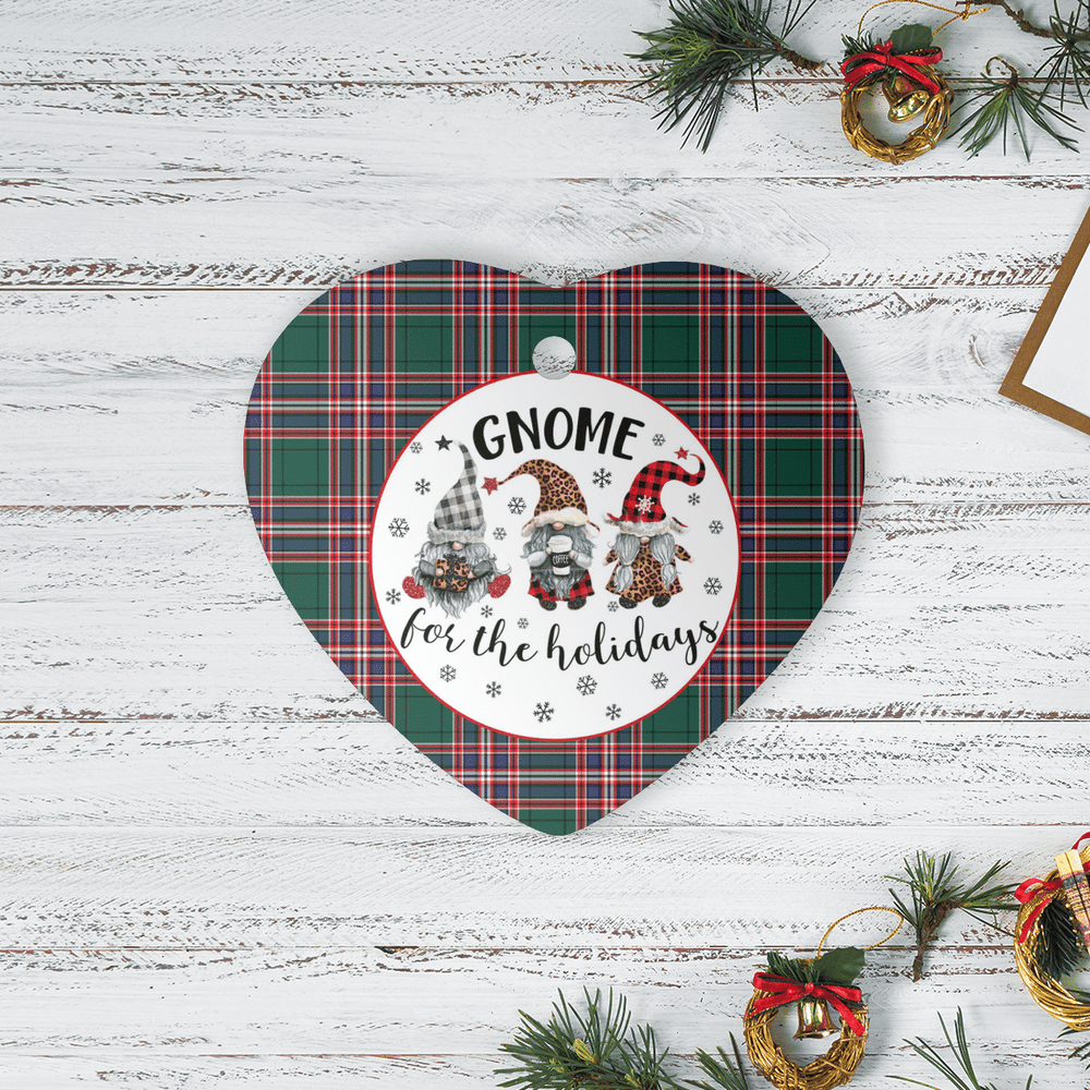 Clan MacFarlane Hunting Modern Tartan Tartan Crest Gnome Heart Ceramic Ornament OF93 MacFarlane Hunting Modern Tartan Tartan Christmas   
