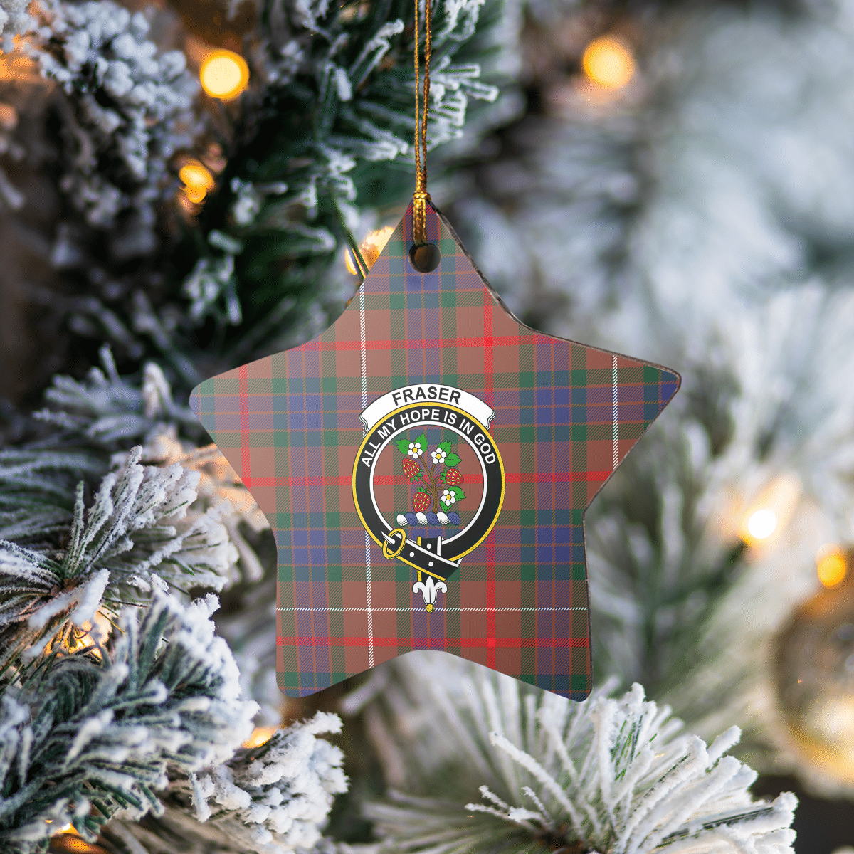 Clan Fraser Hunting Modern Tartan Crest Star Ceramic Ornament FO34 Fraser Hunting Modern Tartan Tartan Christmas   