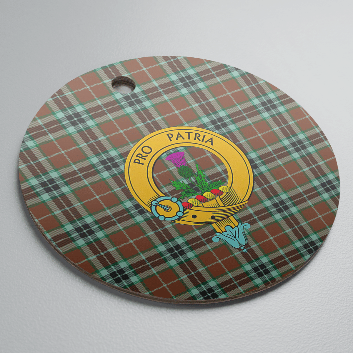 Clan Thomson Hunting Modern Tartan Crest Round Ceramic Ornament HT16 Thomson Hunting Modern Tartan Tartan Christmas   