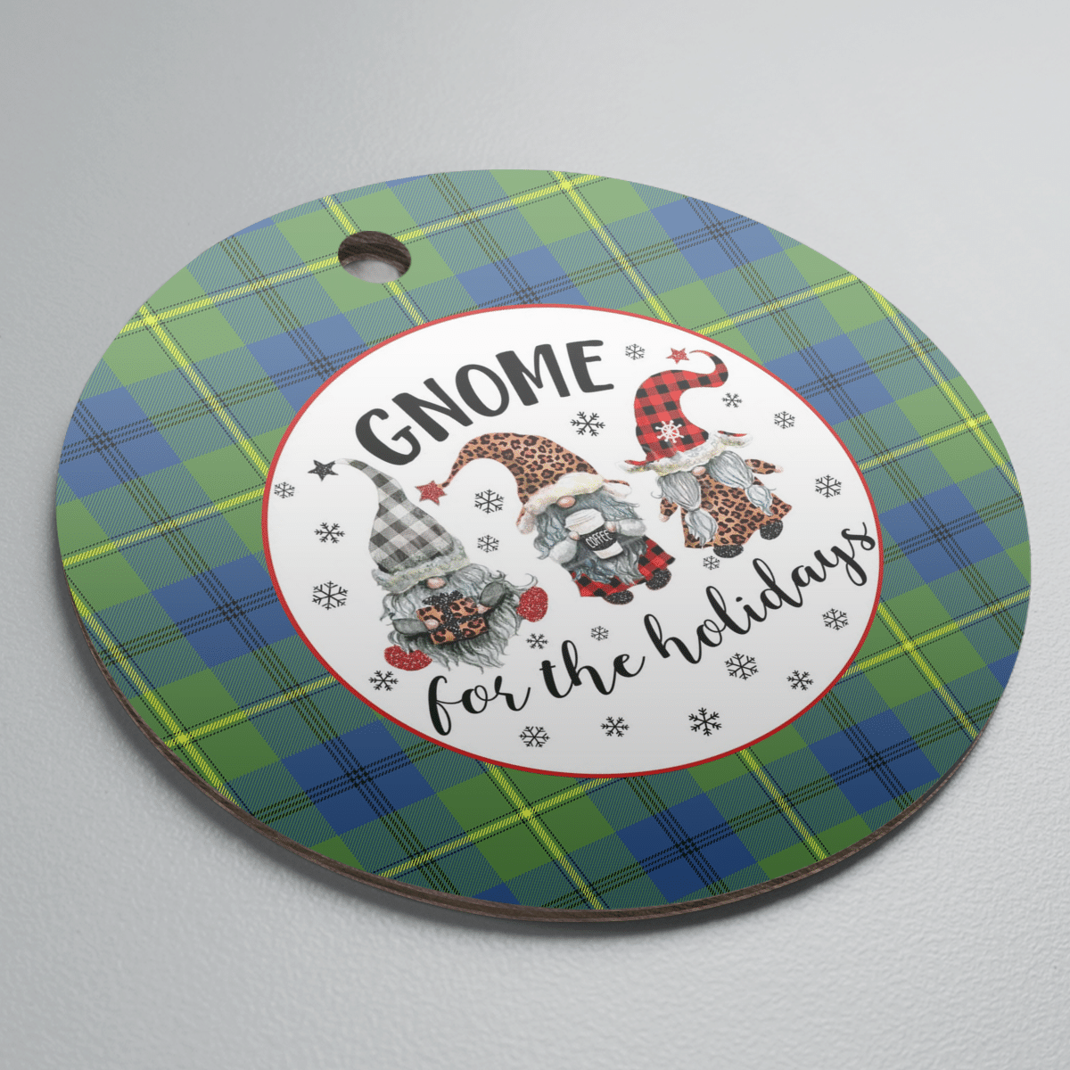 Clan Johnston Ancient Tartan Tartan Crest Gnome Round Ceramic Ornament UN63 Johnston Ancient Tartan Tartan Christmas   
